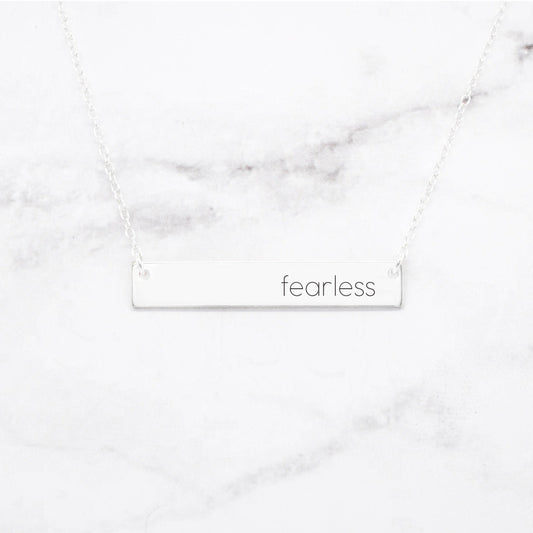 silver quote bar necklace