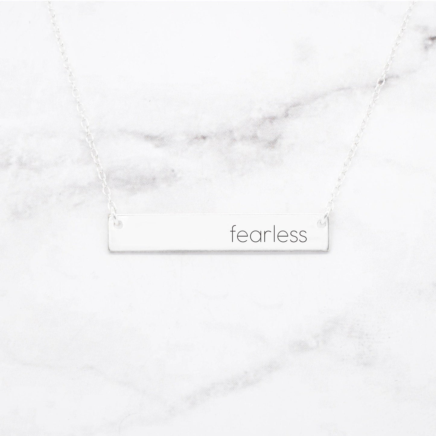 silver quote bar necklace