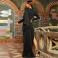 Black Asymmetrical Long Sleeve Dress