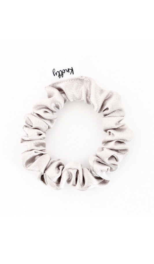 Skinny Washed Satin Hair Scrunchie, Taupe