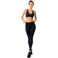 Athletique Low-Waisted Ribbed Leggings With Hidden Pocket and Mesh Panels - Black